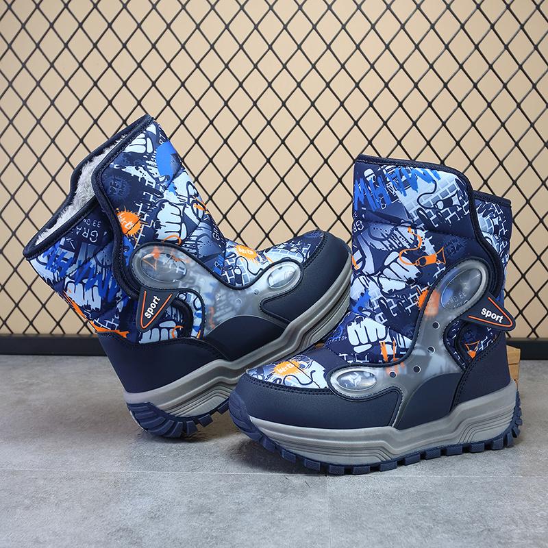 TUINANLE Boys' Winter Snow Boots, Non-Slip, Extra Warm, Medium To Large Sizes, Outdoor Hiking Footwear Children