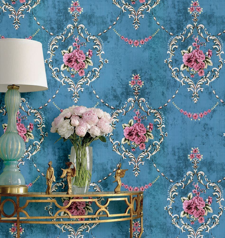 Damask Peel And Stick Wall Cover Retro Floral Self Adhesive Wall Cover Vinyl Removable Contact Paper For Living Room Cabinet Do-It-Yourself