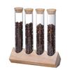 150ml Sealed Glass Bottles with Wooden Stand Tea Coffee Bean Grain Storage Jar Display Rack Transparent Storage Boxes Decor