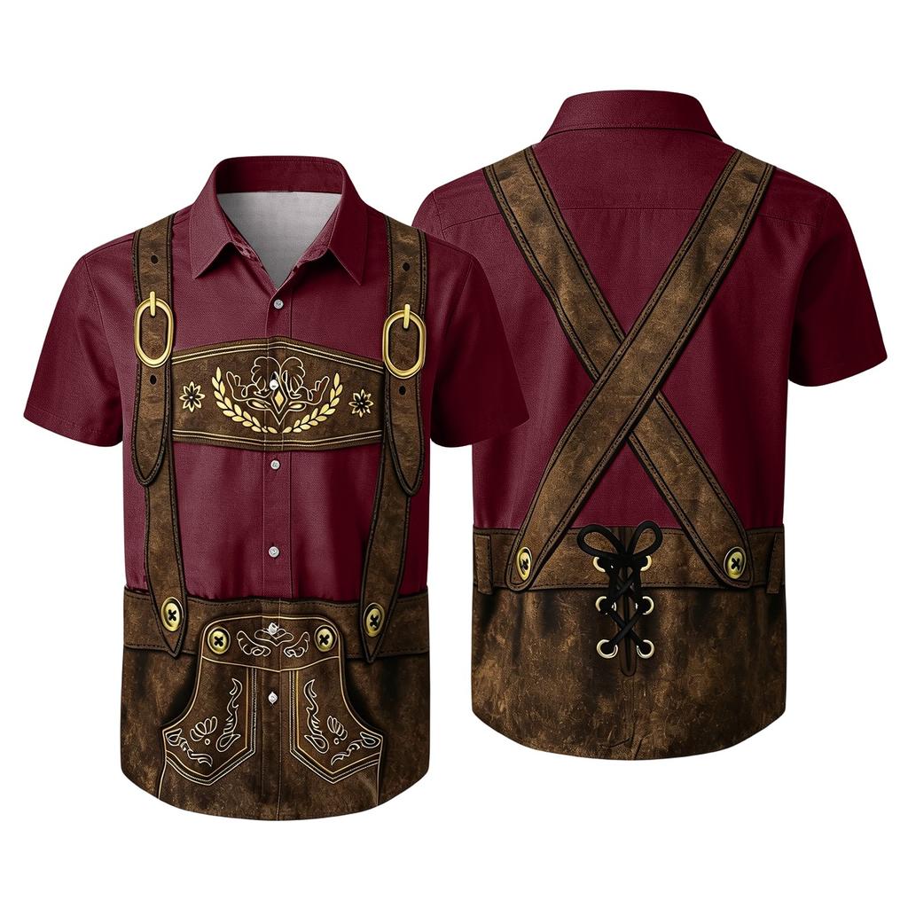 Men's Vintage Print Short Sleeve Cardigan Casual Loose Fit for Party Festival Daily Wear
