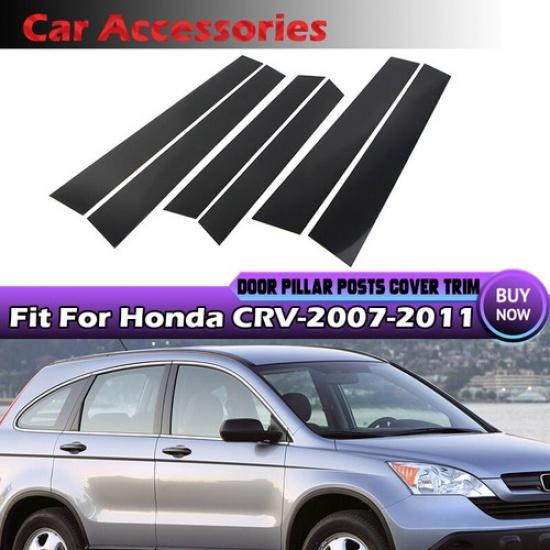 For 2007 08-2011 Honda CRV CR-V 6PCS Door Window Black Pillar Post Trim Molding