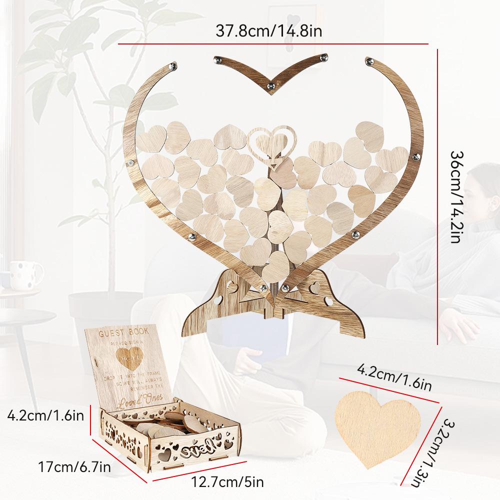 Wedding Guest Book Wooden Drop Heart Message Book Sign in Table Photo Frame Birthday Valentine s Day Wedding Party Decoration Other