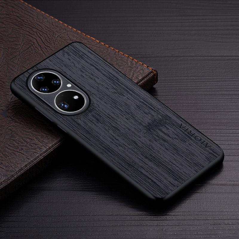 

Чехол для Huawei P50 Pro P50 5G, чехол из натуральной кожи с рисунком из бамбука и дерева, роскошный чехол для Huawei P50 Pro, чехол P50 Pro чёрный