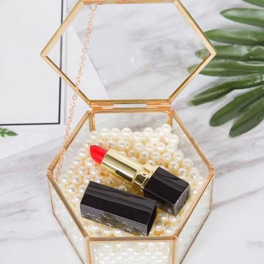 Glass Jewelry Accessory Box Hexagon Geometric Jewelry Storage Box Accessory Box Ring Box  Wedding