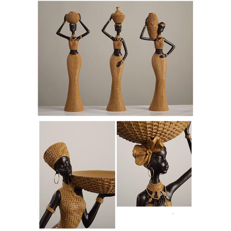 Retro African Girl Home Ethnic Craft Resin Ornaments Creative Gifts Living Room Study Character Decorations