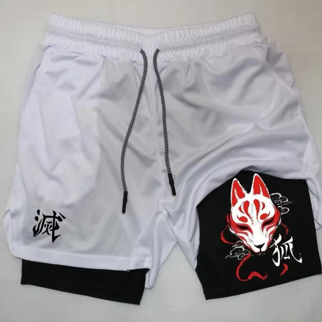 Short imprimé dessin animé pour homme, pantalon d'été double couche 2 en 1, pantalon de sport décontracté