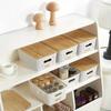 6-Piece Plastic Storage Basket With Bamboo Lid, Stackable Storage Basket Storage Box, Suitable For Home, Office, Game Room