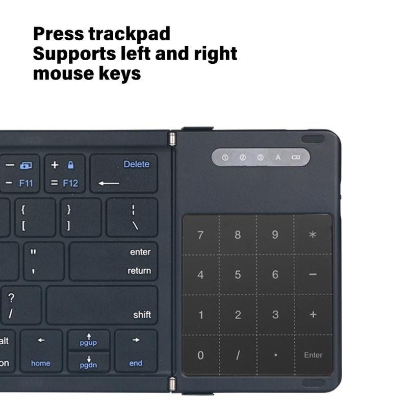 B077T Foldable Wireless Keyboard Small Folding Keypad with Touchpad Rechargeable Wireless Keyboards for Multiple Devices