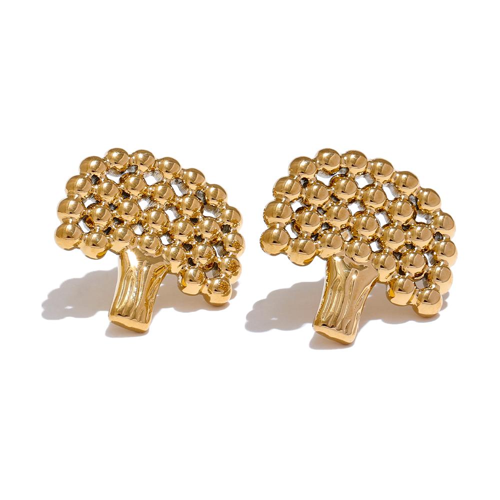 

Yhpup Stylish Unique Stainless Steel Metal Tree Hollow Stud Earrings Prevent Allergy Individualistic Trendy Jewelry Gift