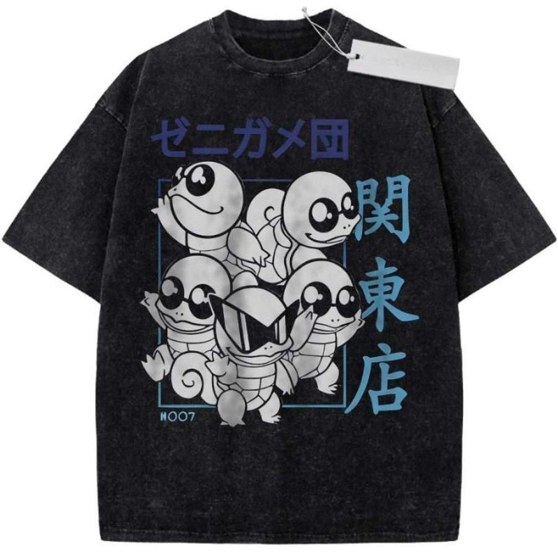 Camiseta de Manga Corta Oversize para Hombre con Estampado de Luna y Sol Camisa Lavada Retro Top de Verano