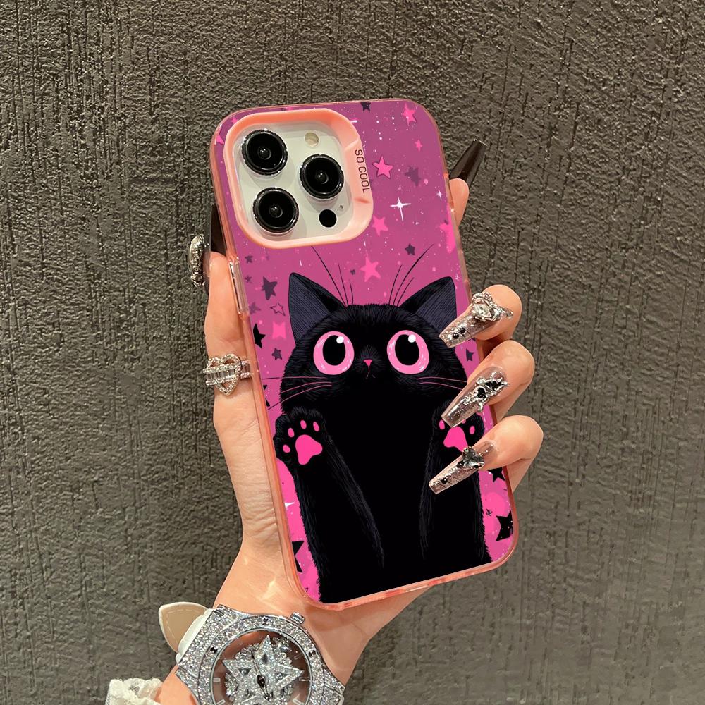 Black Cat Pattern Phone Case Case for iPhone17 16 15 14 13 12 11 Pro/ Max/Plus Shock-proof Rear Cover Anti-fingerprint