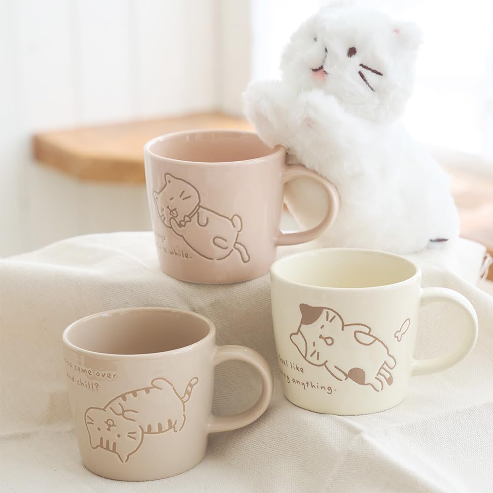Süße Katze Fukufuku Happins Tasse, Mikrowellengeeignet, Geschenk, Keramik, 300ml, Charakter, Nyanko, (Shirotama-chan)