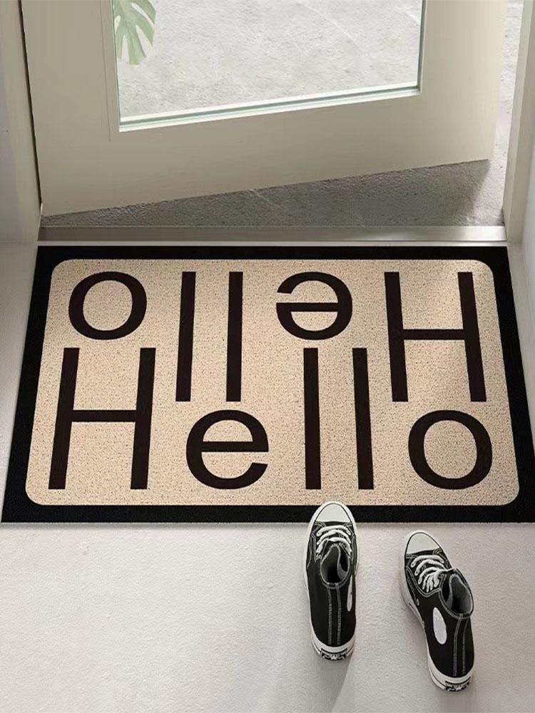 Elegant Letter Entrance Doormat Anti-slip PVC Floor Mat Simple Style Entry Porch Hallway Entryway Home Decor Dust Removal Carpet