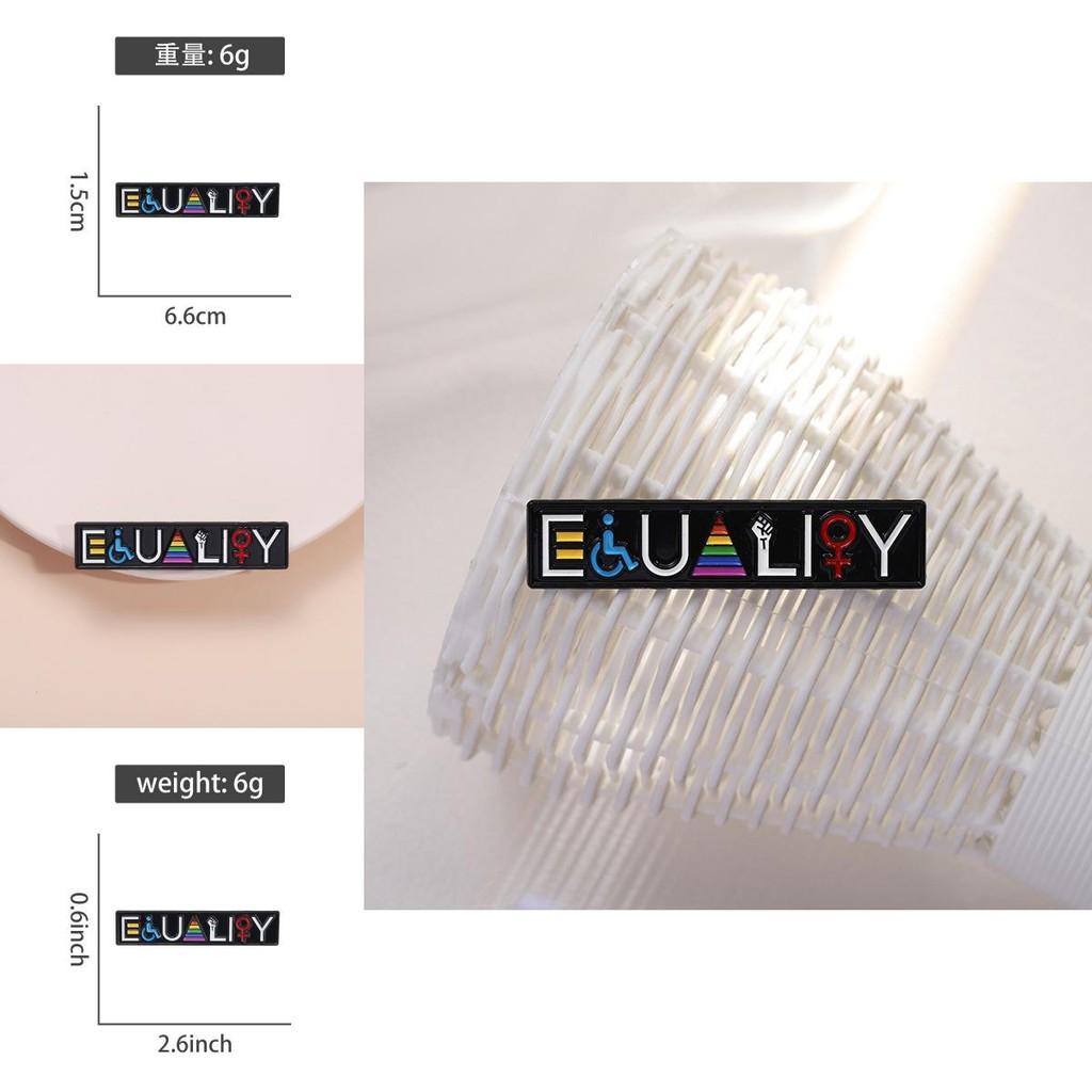 Kreatives Gleichheitswort Regenbogenfarbenes Metallabzeichen Bunte Emaille-Brosche für Outfits und Taschen
