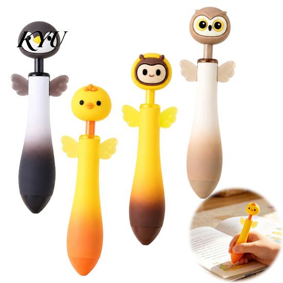Cartoon Pens with Wings Cute Animal Ballpoint Pen, 0.7mm Smooth Writing Retractable Gel Stationery Gifts for Kids Pens, Owl/Chick/Penguin/Honeybee Pen