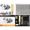 22-Piece Drawing Kit Sketch Pencils Set - Graphite Pencils (6H-10B) Black and White Charcoal Pencil Charcoal Sticks - Drawing Pencil Kit for Artists