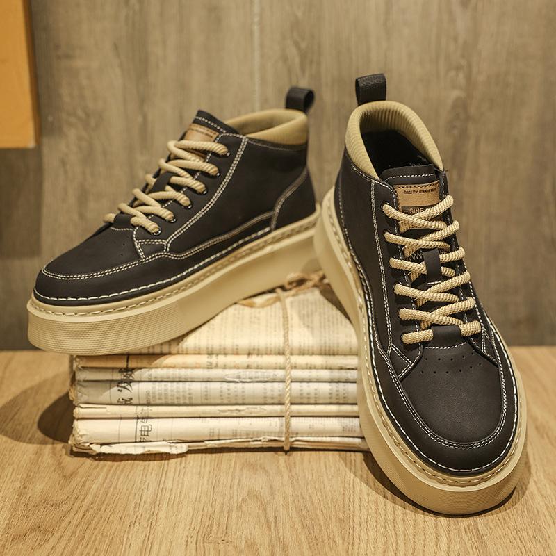 Autumn mid-top board shoes retro platform high-top shoes casual Martin boots