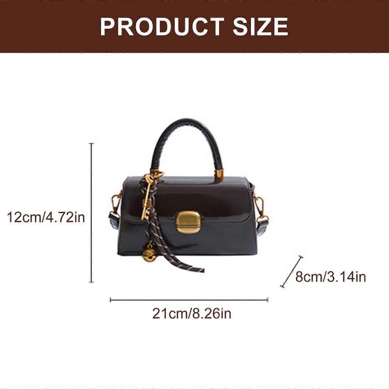 Elegant Retro Top Handle Bag For Women and Girls Flap Shape Handbag PU Shoulder Crossbody 2025 Winter Collection Red