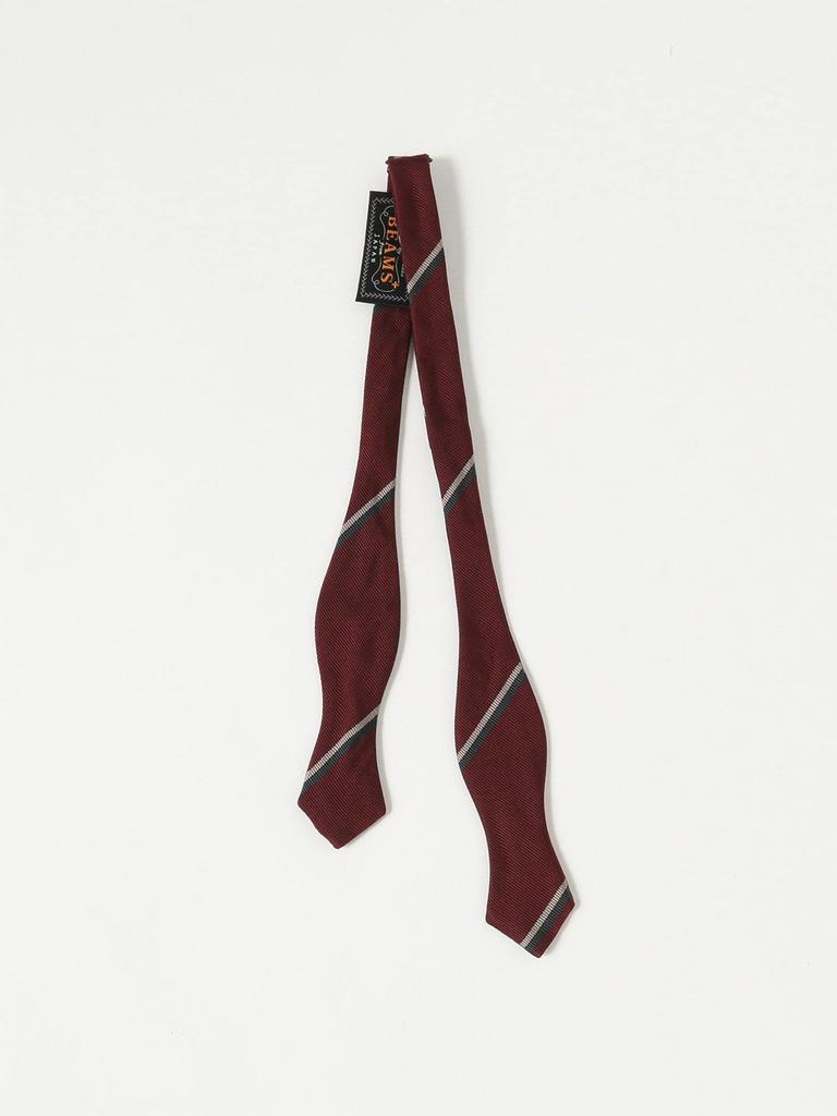 [BEAMS PLUS] Silk Wide Regimental Tie Bow Tie for Men, Wine Free, 38440090107