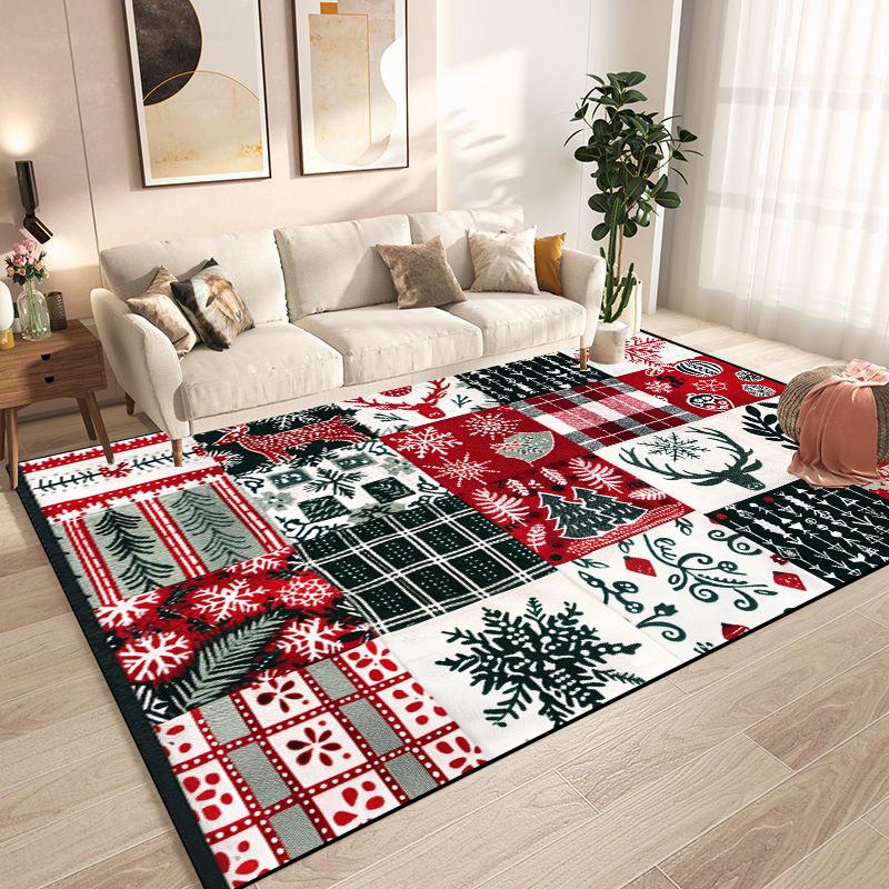 Christmas Tree Snowflake Carpet for Living Room Doormat New Year Red Decoration Home Rug Non-slip Dining Room Decor Floor Mats