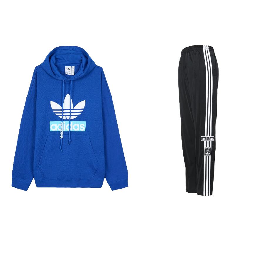 

Adidas Logo Pattern Hooded Pullover Long Sleeve Elastic Waist Straight Leg Pants Casual Sports Suit Men suit H09353+-HN6098 XS