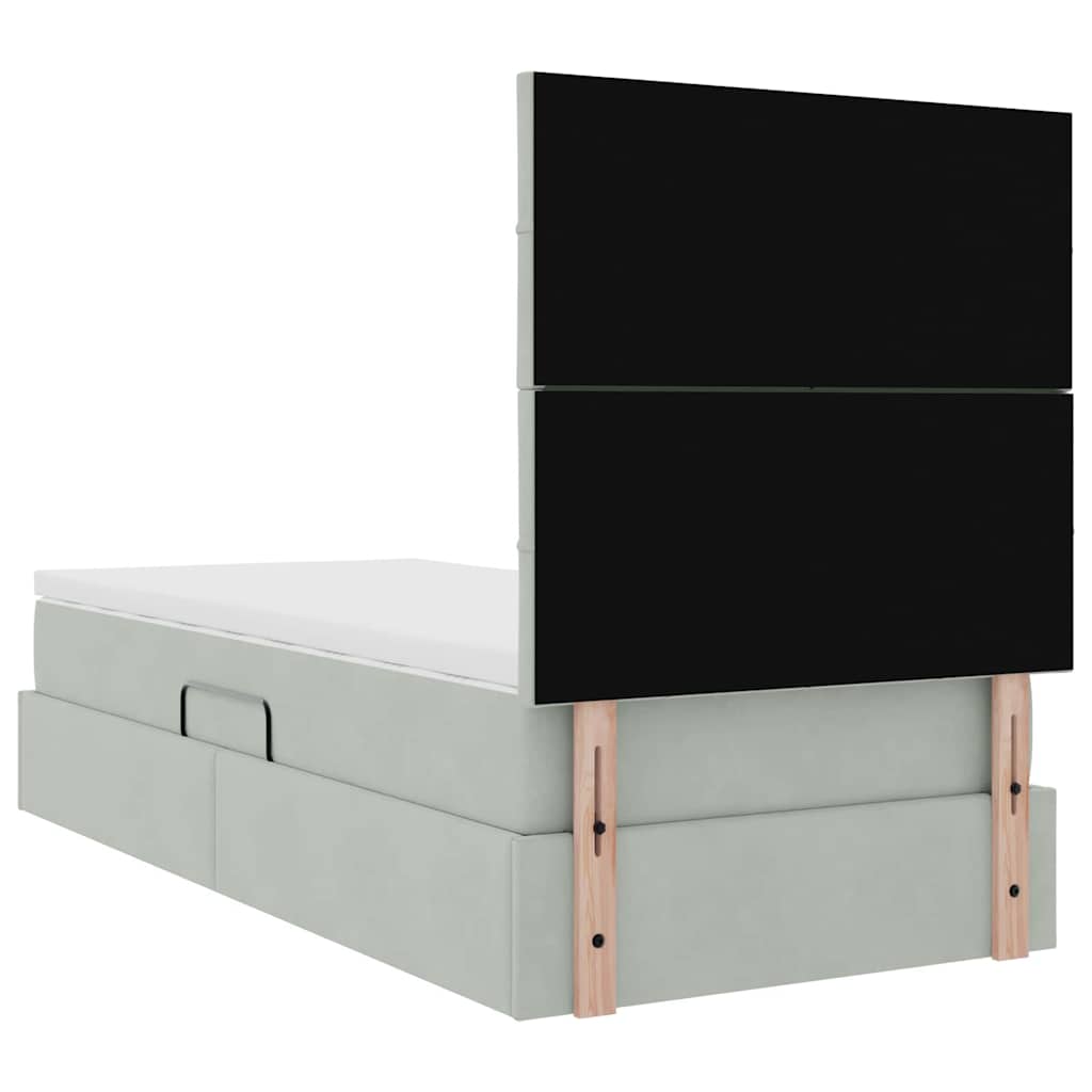Storage Bed with Mattress Light Grey 90 x 200 cm Velvet