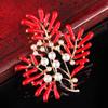 Coral Flower Pearl Brooch Drop Oil Design Women's Clothing Decor Cute Style Long-lasting Color Exquisite BFF Gift Accessory