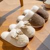 Cute Bow Cotton Slippers Home Warm Slippers Autumn and Winter Thickened Fluff Mop Couple Home Floor Slippers