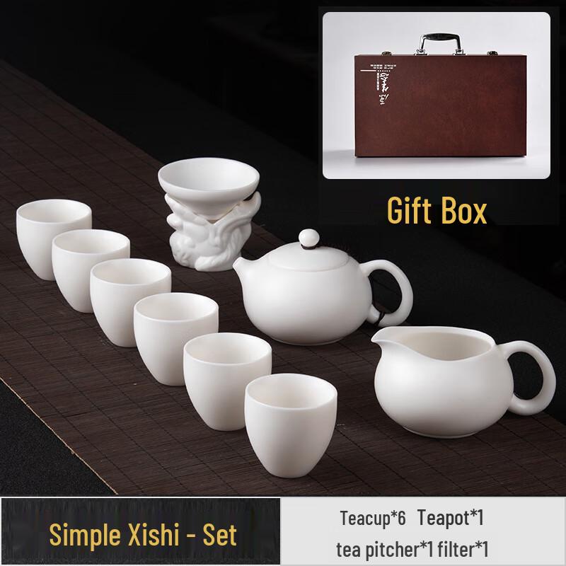 Chaxun White Jade Porcelain 12-Piece Tea Set