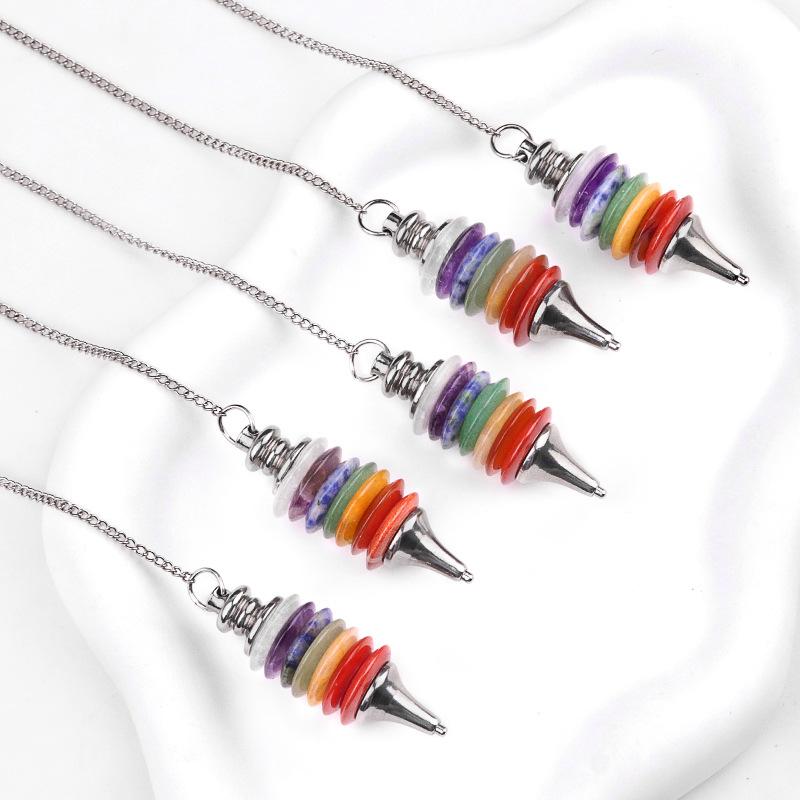 Fashion Jewelry Natur Carv Gemstones Crystal Spiritual Pendulum Crafts Mix Quartz 7 Chakra Crystal Pendulums for Gift