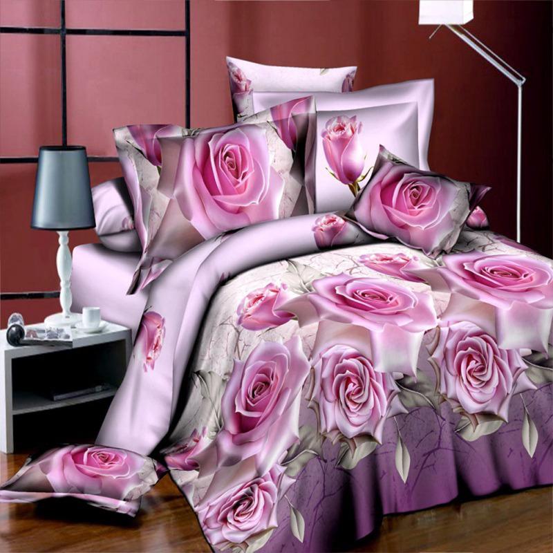 3D Rose Flower Twin Queen King Size Pościel Poszewka na kołdrę Zestaw poszewek na kołdrę