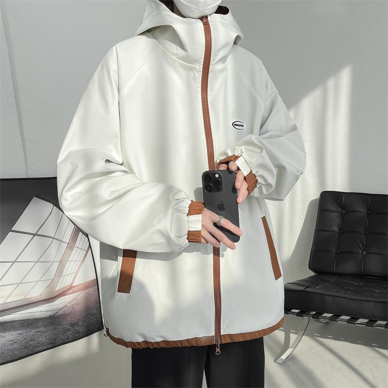 

European and American vibe style jacket men s spring double-sided wear functional waterproof hooded jacket Hong Kong style trend casual top 5XL