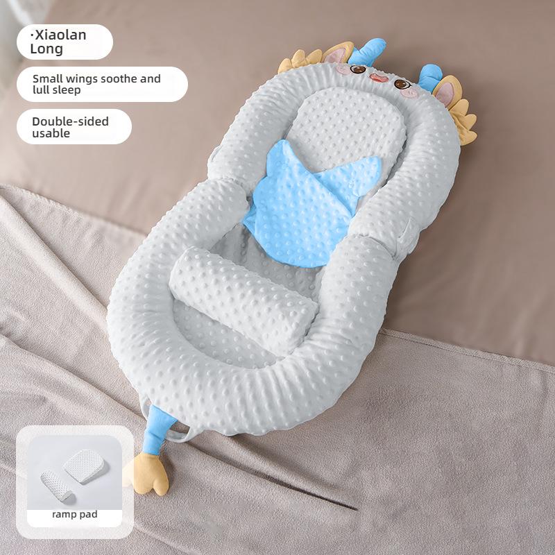 Newborns Soothing Crib with Slope Pad & Leg Rest and Toy Stand Rack for Comfort Nest Bed