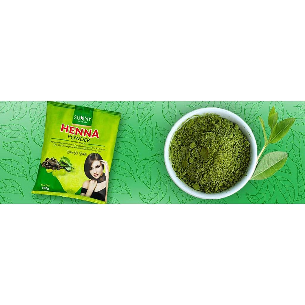 Sunny Henna Powder With Arnica, Bhringraj & Herbal Conditioner For Natural Hair Colour, 100 Gm Pack of 4