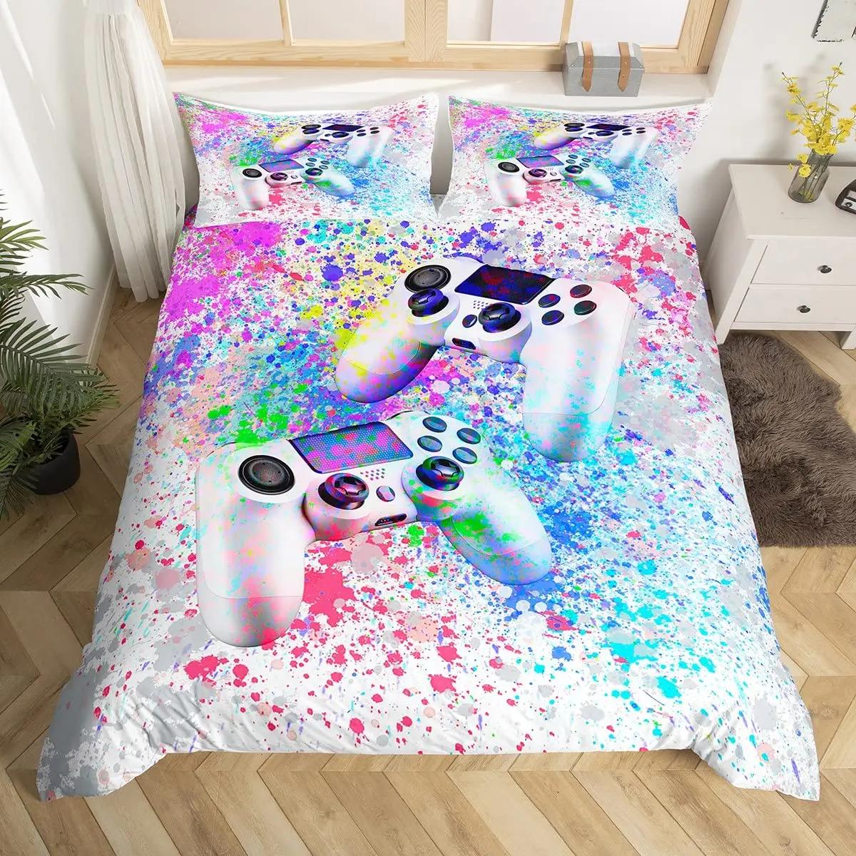 

Gamepad Comforter Cover Bedding Set for Teens Kids Boys Modern Controller Duvet Video Game Design 135x200cm 2pcs