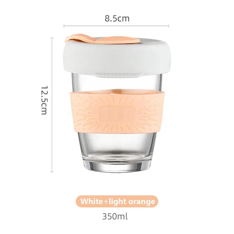 Kubki szklane 350ml z pokrywkami Ins Silikonowe kubki do kawy do ręki zapobiegające oparzeniom Kubki do mleka Antypoślizgowe szklane kubki na wynos Przenośne prezenty