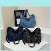 Vintage Inspired Denim Shoulder Bag With Zipper Closure For Women Fashion