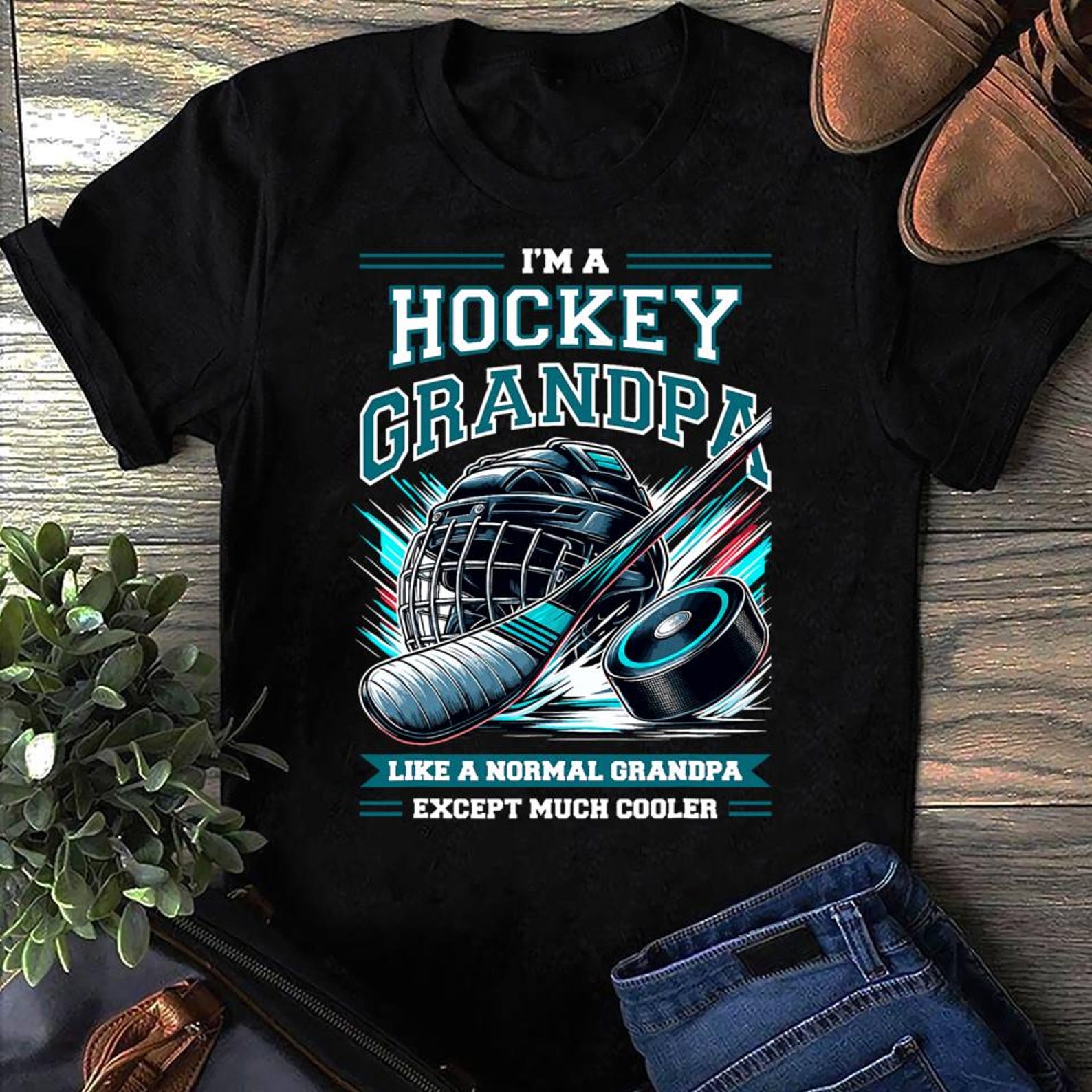 Grandpa Hockey Player Ice Hockey Field Hockey Grandfather Hockey T Shirt - Hockey Player Shirt, Hockey Team Shirt, Hockey Moms, Hockey Gifts XXXXL