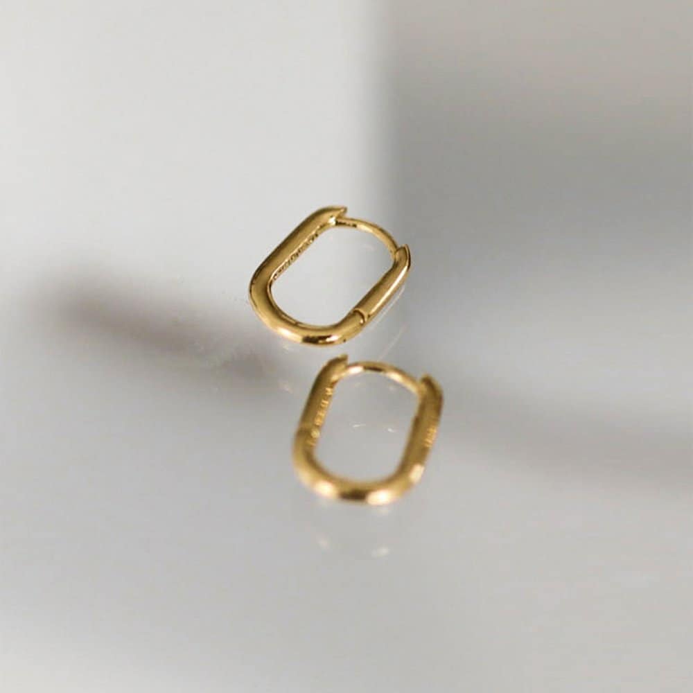 14K Gold-Filled Silver U-Chain One-Touch Earrings