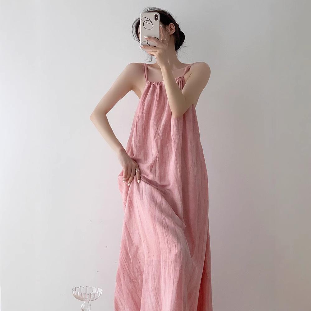 Dopamine Pink Ombre Sleeveless Summer Swing Maxi Dress
