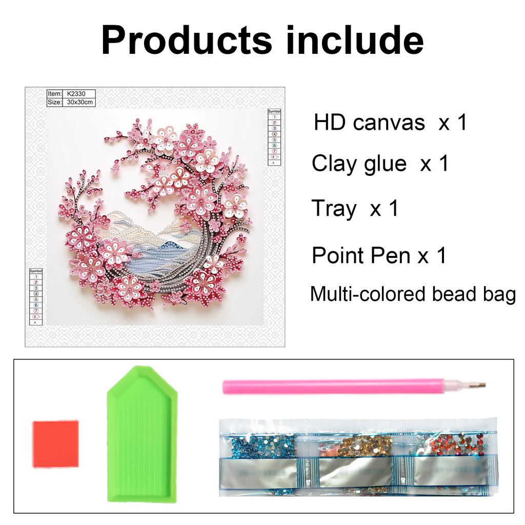 Peach blossom Shape Diamond Art Painting Kit for Adult Beginner,Crystal Diamond Dot Kit for Home Wall Decoration Gift