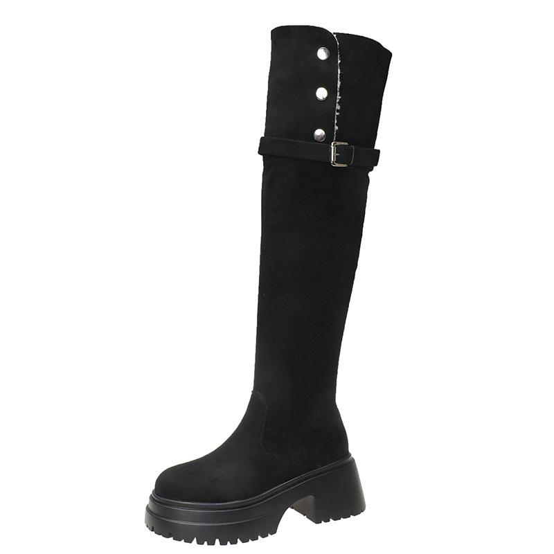 Over-the-knee boots for women's 2025 new autumn and winter, small people increase their height, and two wear folded Maillard boots, long boots.
