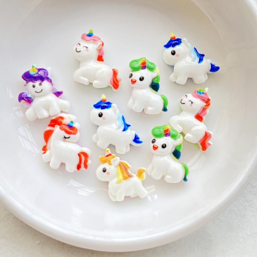 20 Stück Niedliche Cartoon Einhorn Pony Flache Rückseite Harz Scrapbooking DIY Schmuck Basteln Dekoration Zubehör