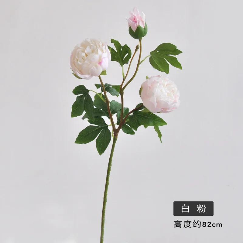 4 шт./лот Искусственные 3-головые увлажняющие пионы Реалистичные искусственные цветы Свадебный букет Вечеринка Домашнее украшение Поддельные цветы пионы