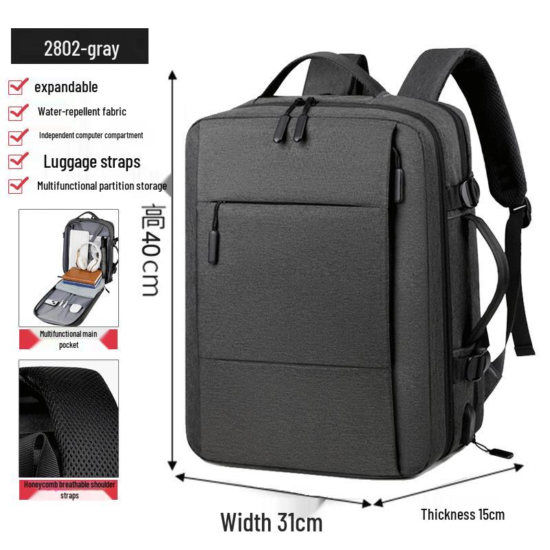 

Men s Expandable Double Shoulder Backpack - Fashionable Commuting Laptop Backpack 31cm x 40cm x 15cm (Expandable to 22cm thick) сірий колір