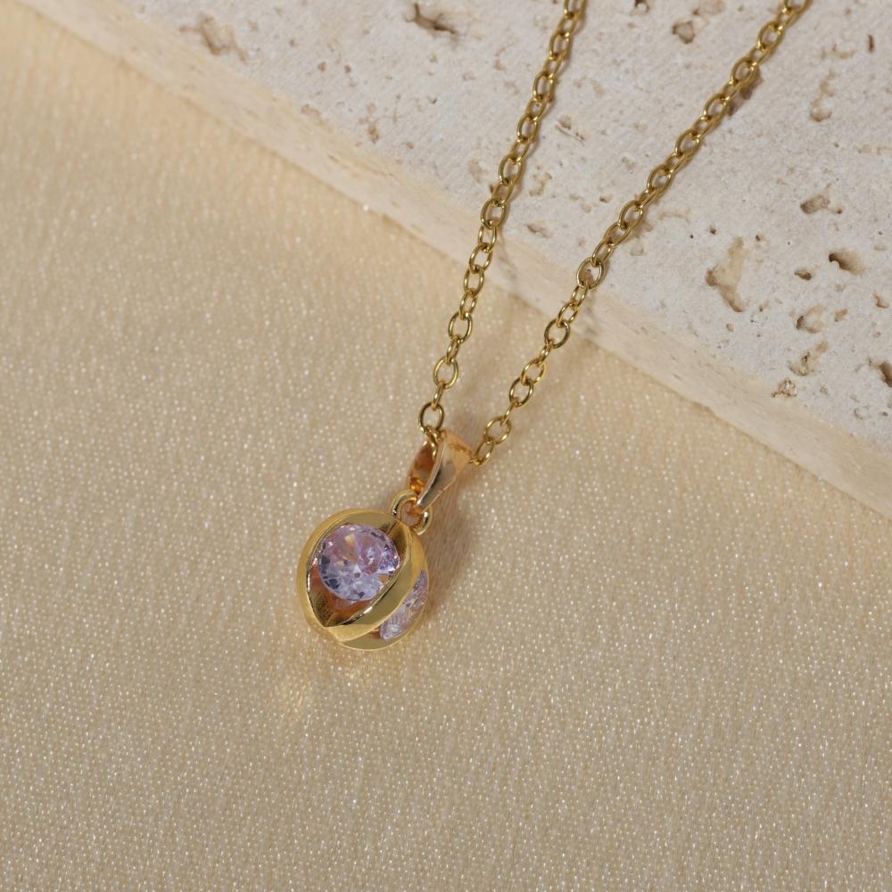 Simple Round Pendant Necklaces for Women Zirconia Necklace Wedding Party Jewelry Accessories