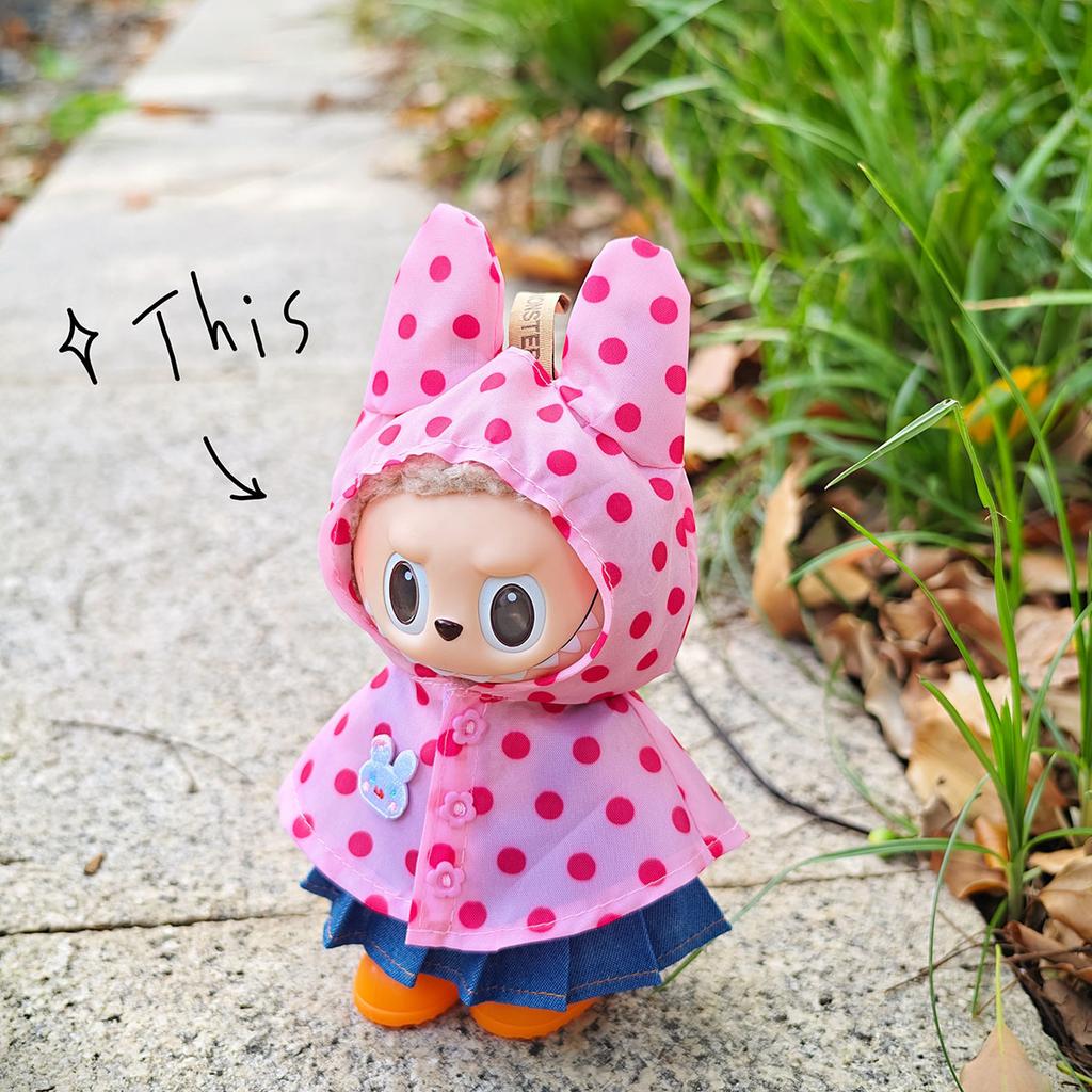 Only Clothes for V1 V2 V3 Labubu Clothes Raincoat Colorful Polka Dot Waterproof Suit Set Raincoat Suit Set Children's Gift