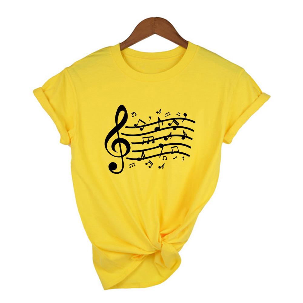 Summer Women Short Sleeve T Shirt Music Notes Print Graphic Harajuku Tees Tops Female Casual Camisetas