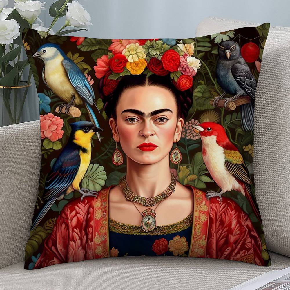 F-Φρίντα Κ-Κάλο Θήκη Μαξιλαριού Τέχνης Κοντό βελούδο Διπλής όψης Εκτύπωση Τετράγωνες Καλύμματα Μαξιλαριών Σαλονιού Διακόσμηση Μαξιλαριού Σπιτιού