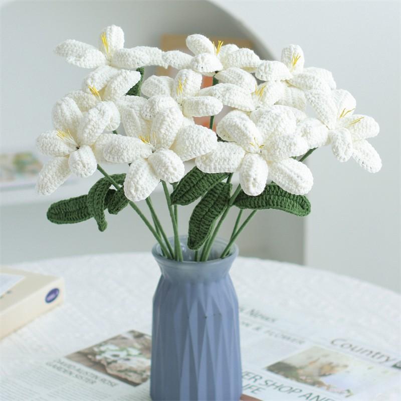 Crochet Tulip Flowers Bouquet Diy Handmade Woven Bouquets Hand Woven Flowers For Mother'S Day Birthday Gifts Wedding Decor